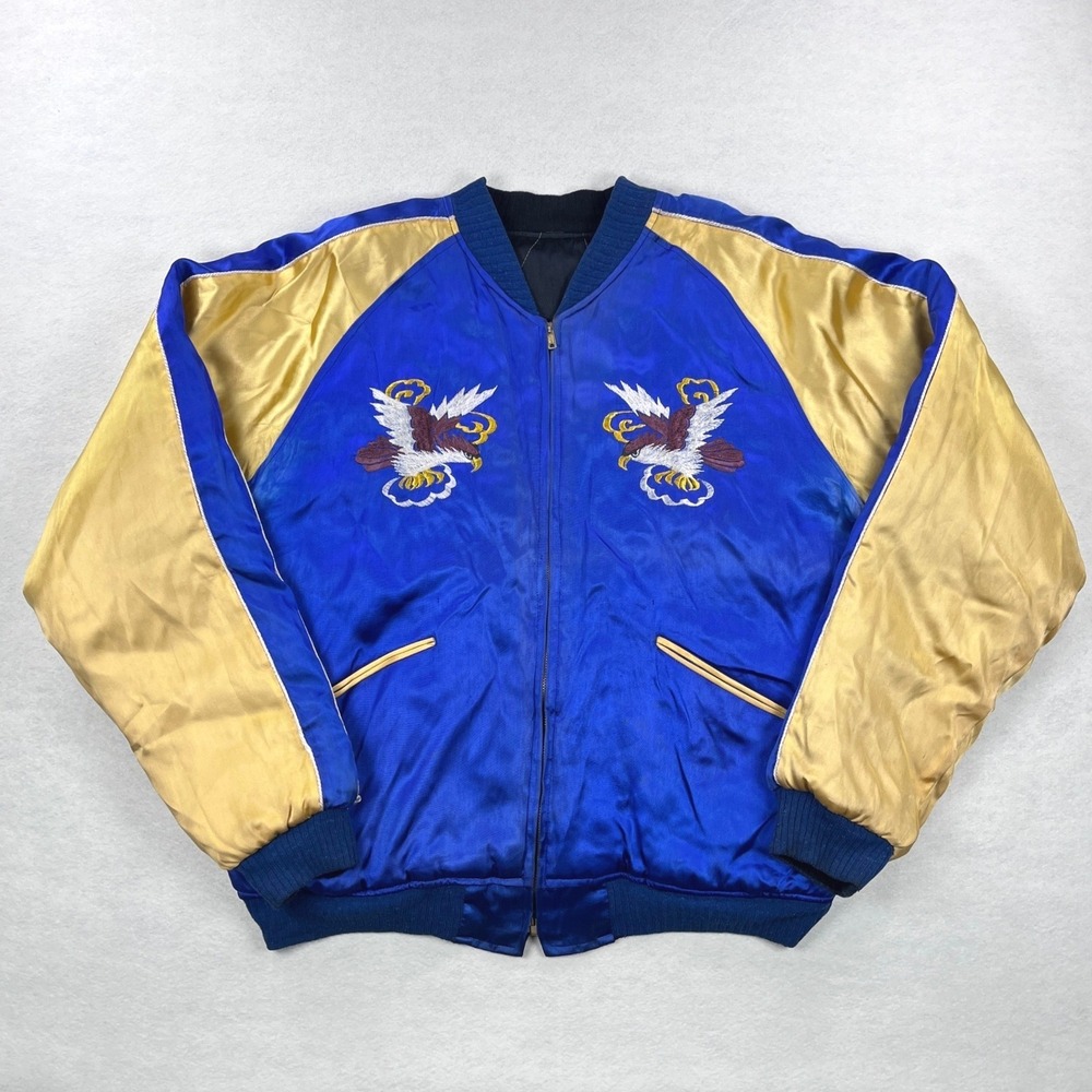 Vintage 40s Reversible Sukajan Souvenir Jacket 24x27 Eagle Blue Gold Japan BIG